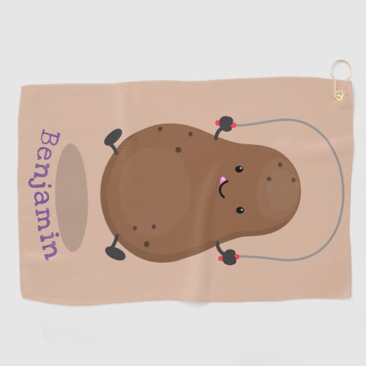 Cute happy potato springtouw cartoon golfhanddoek (Horizontaal)