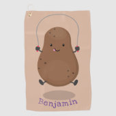 Cute happy potato springtouw cartoon golfhanddoek (Voorkant)