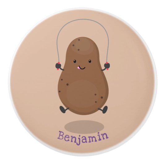 Cute happy potato springtouw cartoon keramische knop (Voorkant)