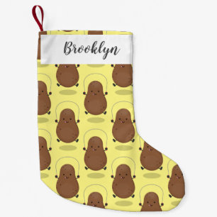 Cute happy potato springtouw cartoon kleine kerstsok