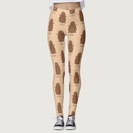Cute happy potato springtouw cartoon leggings (Voorkant)