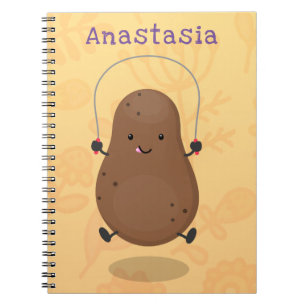 Cute happy potato springtouw cartoon notitieboek