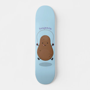 Cute happy potato springtouw cartoon skateboard
