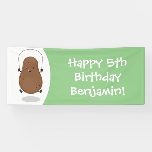 Cute happy potato springtouw cartoon spandoek (Horizontaal)