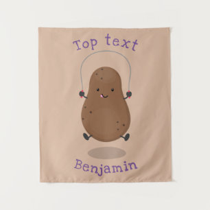 Cute happy potato springtouw cartoon wandkleed
