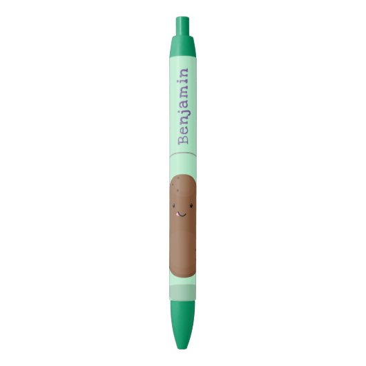 Cute happy potato springtouw cartoon zwarte inkt pen (Voorkant Verticaal)