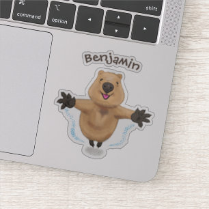 Cute happy quokka springende cartoon illustratie sticker