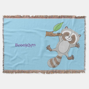 Cute happy raccoon baby illustratie deken