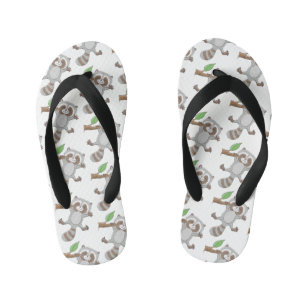 Cute happy raccoon baby illustratie kinder teenslippers