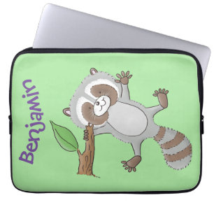 Cute happy raccoon baby illustratie laptop sleeve