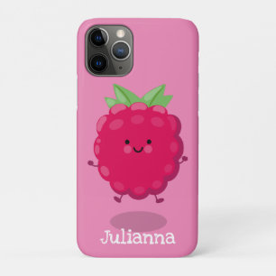 Cute happy raspberry cartoon illustratie iPhone 11 pro hoesje