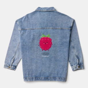 Cute happy raspberry cartoon illustratie denim jacket