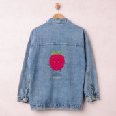 Cute happy raspberry cartoon illustratie denim jacket (Hangar)