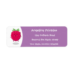 Cute happy raspberry cartoon illustratie etiket