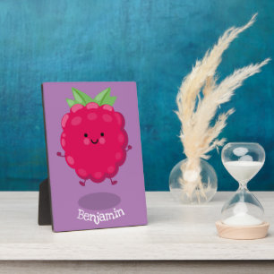 Cute happy raspberry cartoon illustratie fotoplaat