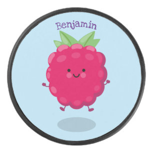 Cute happy raspberry cartoon illustratie hockey puck