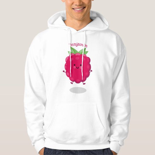 Cute happy raspberry cartoon illustratie hoodie (Voorkant)
