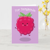 Cute happy raspberry cartoon illustratie kaart (Gele Bloem)