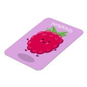 Cute happy raspberry cartoon illustratie magneet (Linkerzijde)