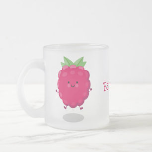 Cute happy raspberry cartoon illustratie matglas koffiemok