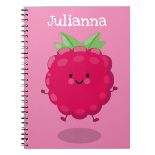 Cute happy raspberry cartoon illustratie notitieboek