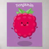 Cute happy raspberry cartoon illustratie poster (Voorkant)