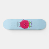 Cute happy raspberry cartoon illustratie skateboard (Horizontaal)