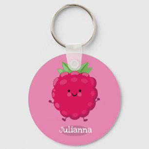 Cute happy raspberry cartoon illustratie sleutelhanger