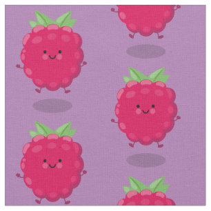 Cute happy raspberry cartoon illustratie stof