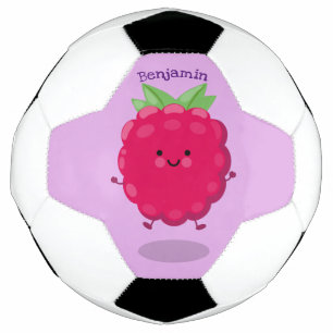 Cute happy raspberry cartoon illustratie voetbal