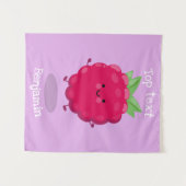 Cute happy raspberry cartoon illustratie wandkleed (Voorkant (horizontaal))