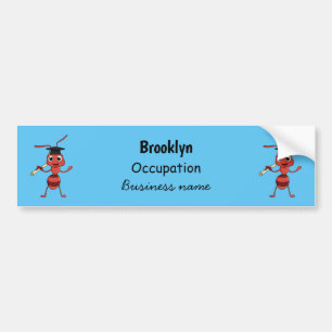 Cute happy red ant cartoon bumpersticker