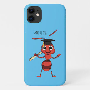 Cute happy red ant cartoon iPhone 11 hoesje