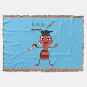 Cute happy red ant cartoon deken