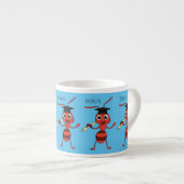 Cute happy red ant cartoon espresso kop (Voorkant rechts)