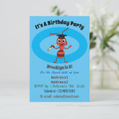 Cute happy red ant cartoon kaart (Staand voorkant)