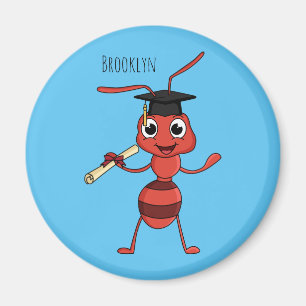 Cute happy red ant cartoon magneet