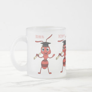 Cute happy red ant cartoon matglas koffiemok