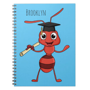 Cute happy red ant cartoon notitieboek