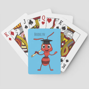 Cute happy red ant cartoon pokerkaarten