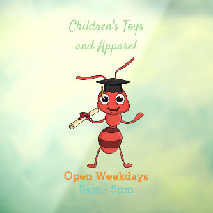 Cute happy red ant cartoon raamsticker