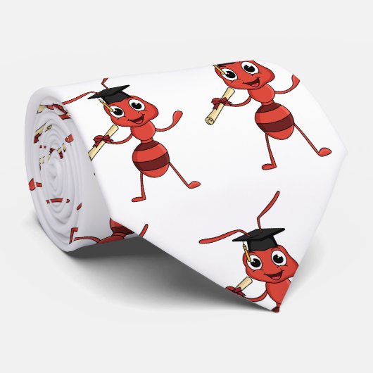 Cute happy red ant cartoon stropdas (Opgerold)