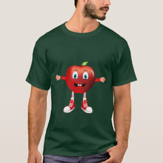 Cute Happy Red Apple Cartoon Character for Kids T-shirt