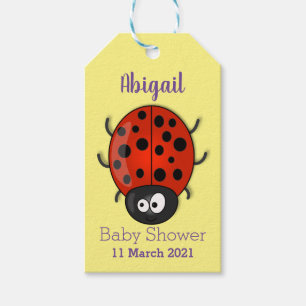 Cute happy red ladybug cartoon afbeelding cadeaulabel