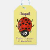Cute happy red ladybug cartoon afbeelding cadeaulabel (Achterkant)