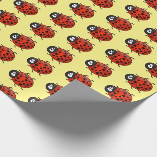 Cute happy red ladybug cartoon afbeelding cadeaupapier (Hoek)