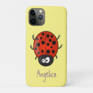 Cute happy red ladybug cartoon afbeelding iPhone 11 pro hoesje