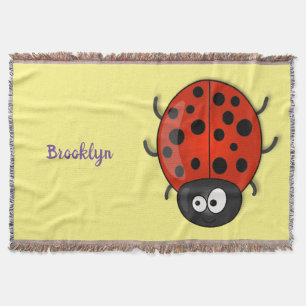 Cute happy red ladybug cartoon afbeelding deken