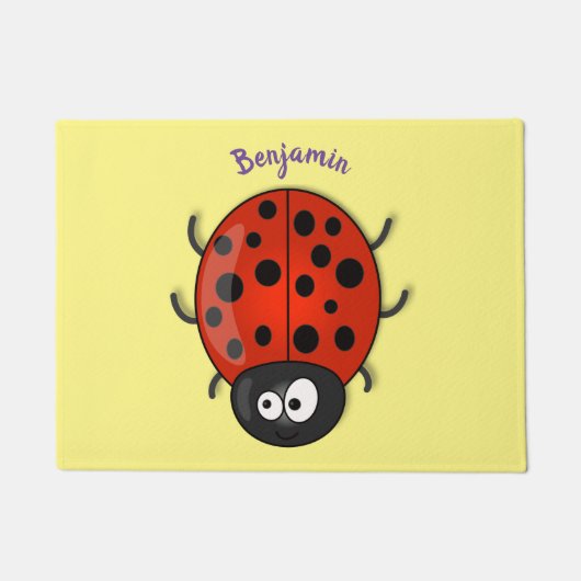 Cute happy red ladybug cartoon afbeelding deurmat (Voorkant)