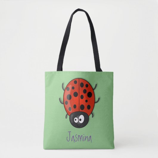 Cute happy red ladybug cartoon afbeelding draagtas (Voorkant)